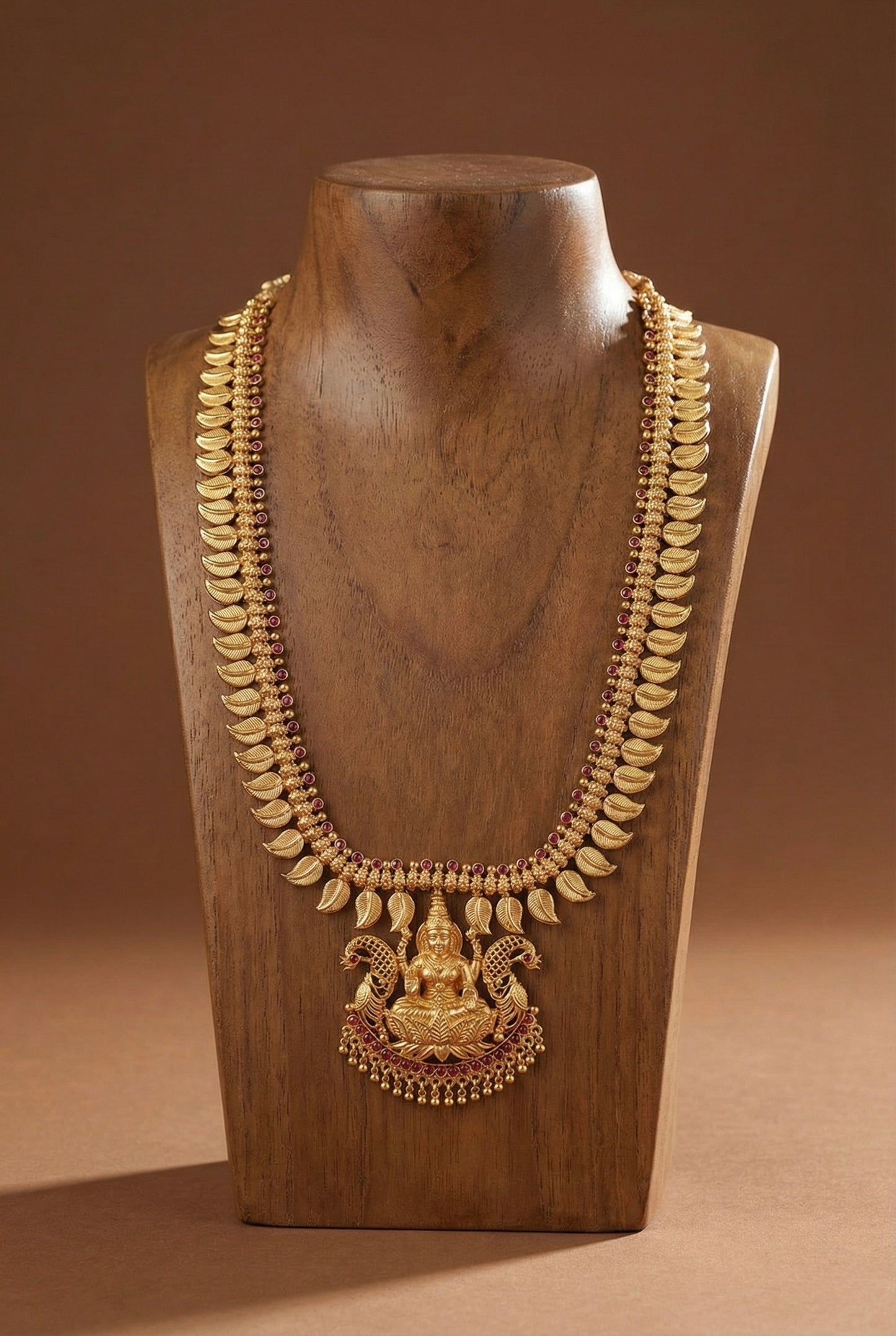 Gold look alike kerala style AD pink lakshmi mango haar dj-51955