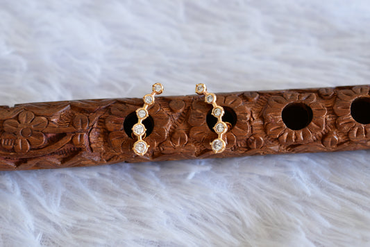 Gold tone AD white stone earrings dj-52245