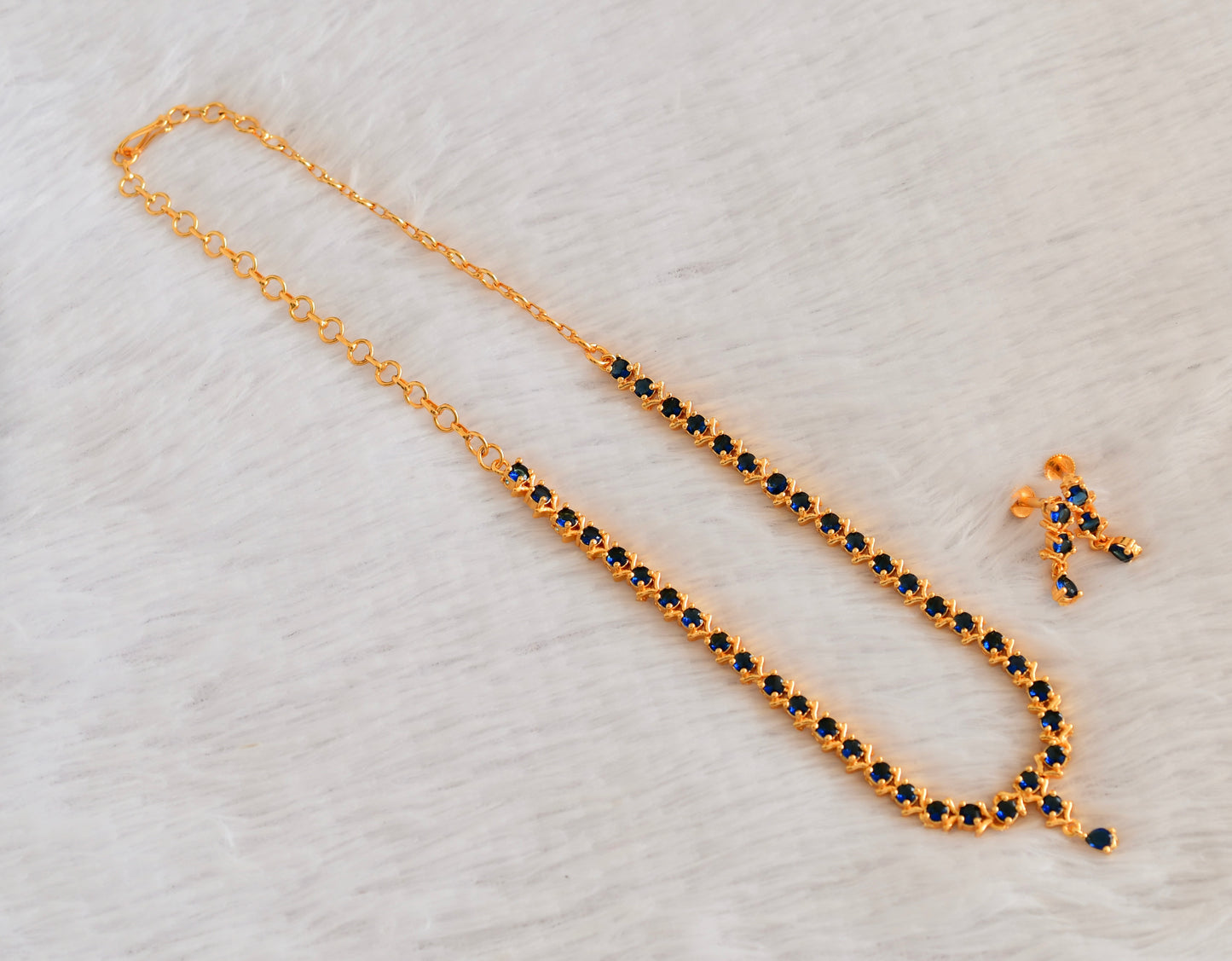 Gold tone AD blue necklace set dj-53307