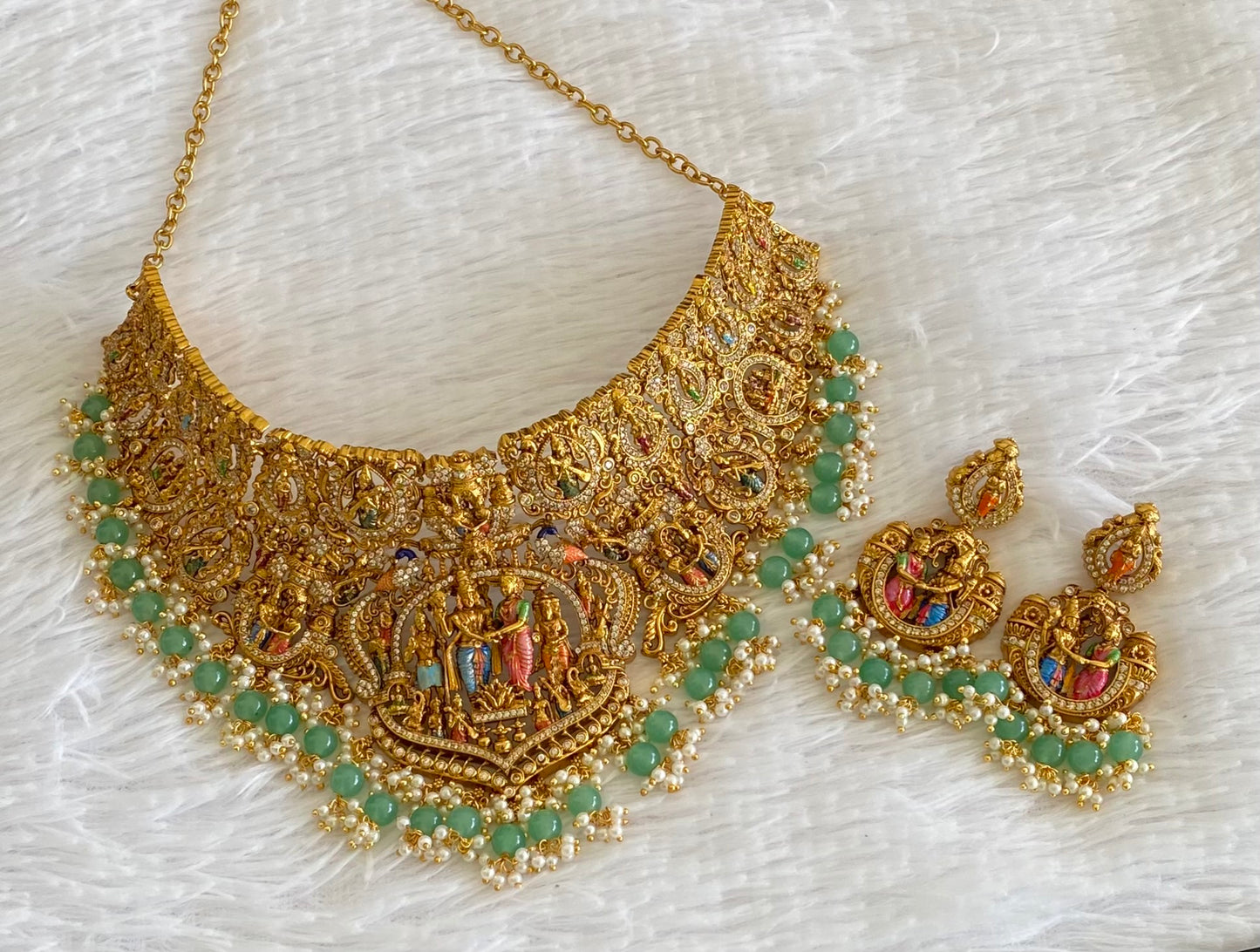 Matte finish meenakari srinivasa kalyanam choker set dj-54094