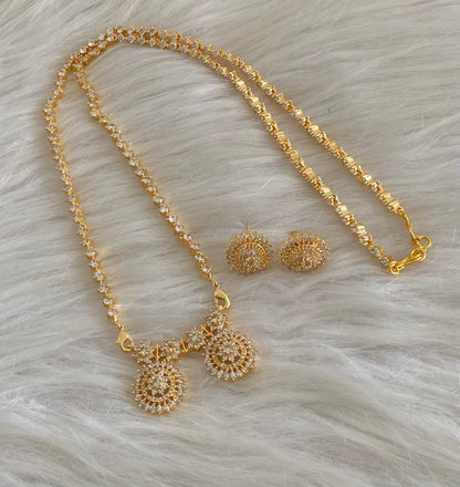 Gold tone white stone mangalyam/haar set dj-54807