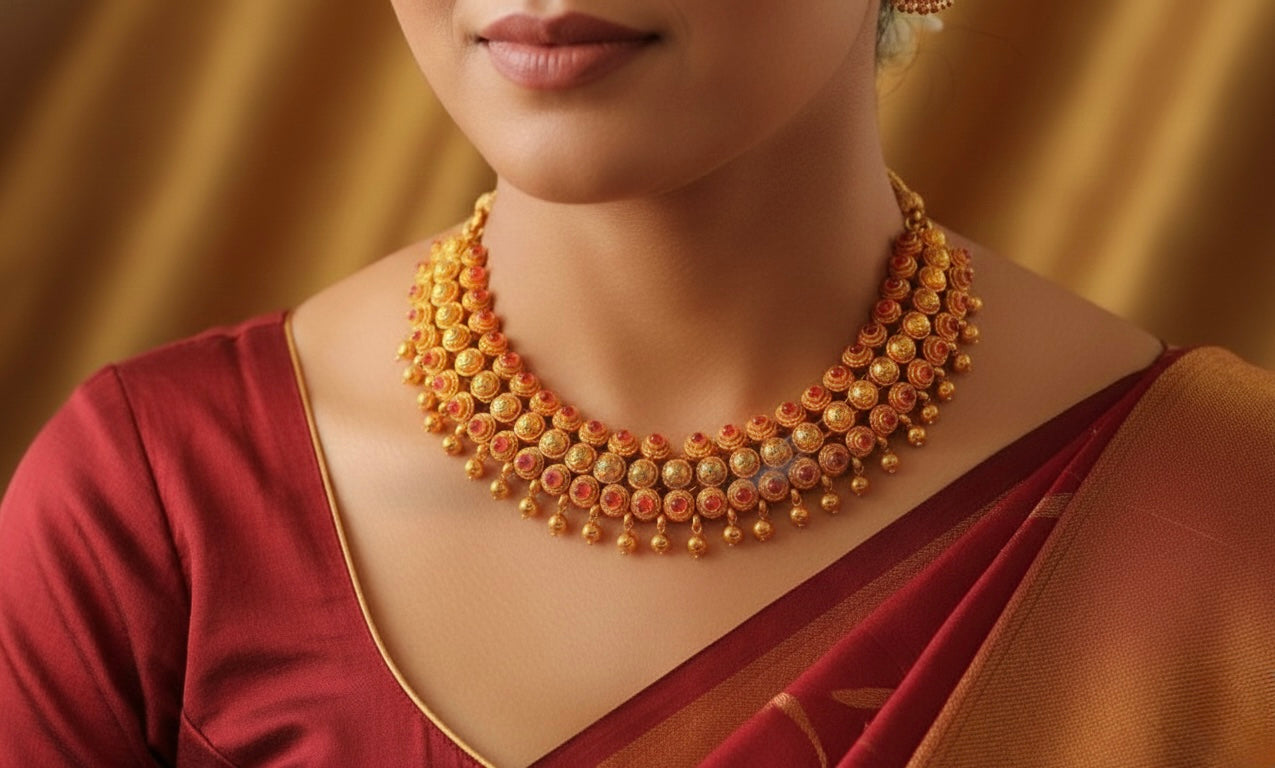 Antique gold tone kemp necklace set -dj17546