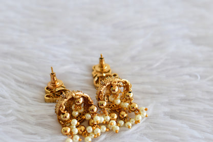 Antique gold tone white peacock jhumkka dj-51932