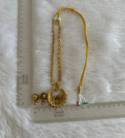 Antique gold tone cz white lakshmi bali necklace set dj-52129