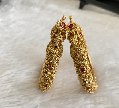 Matte finish pink stone peacock screw type kada/bangles(2.4) dj-53450
