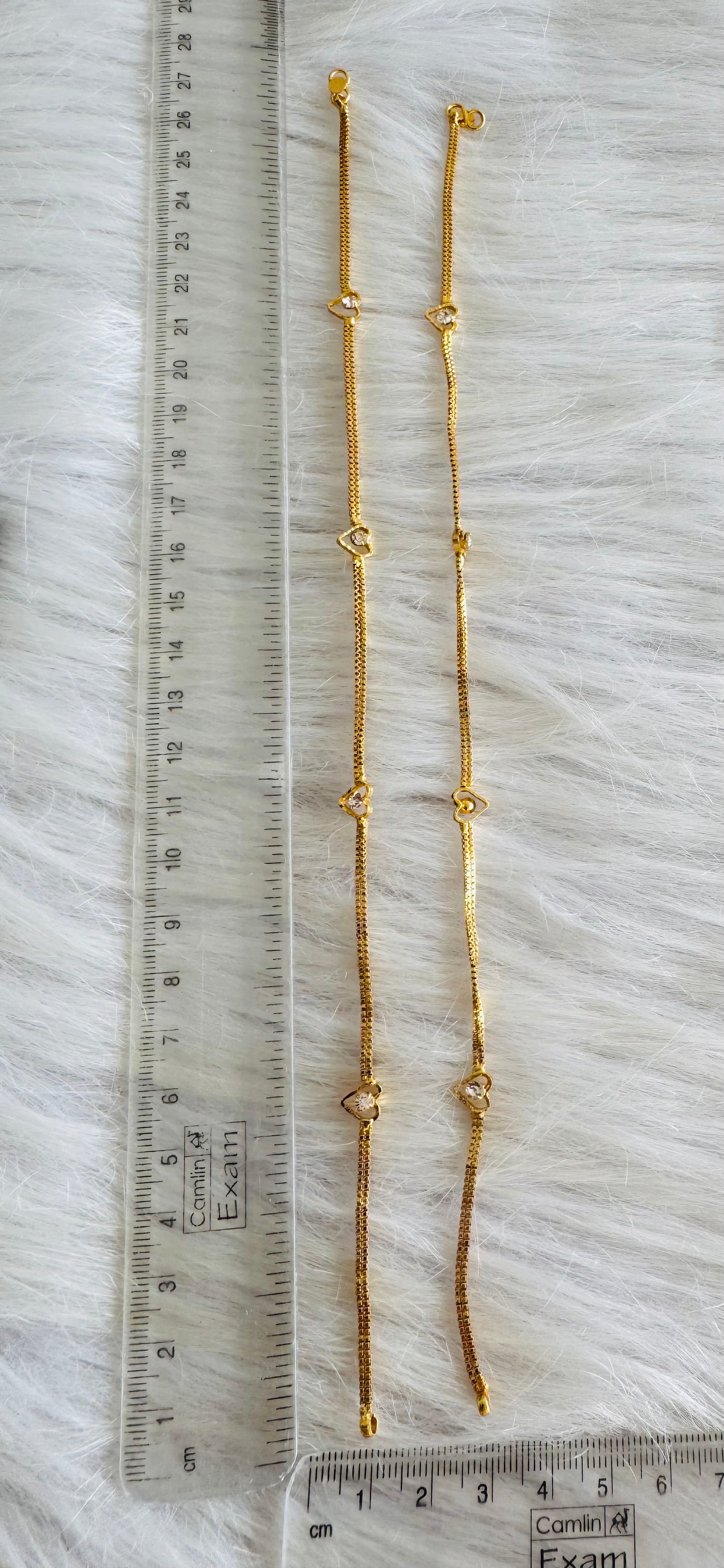 Gold tone 10.5 inches white heart anklets dj-51300