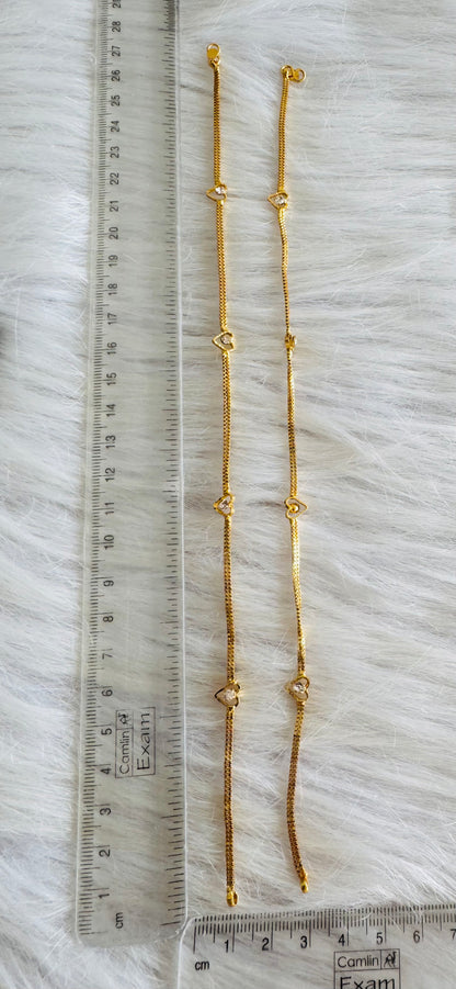 Gold tone 10.5 inches white heart anklets dj-51300