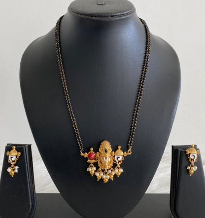 Antique gold tone shri thirumal nama-shanku-chakra meenakari mangalsutra set dj-55109