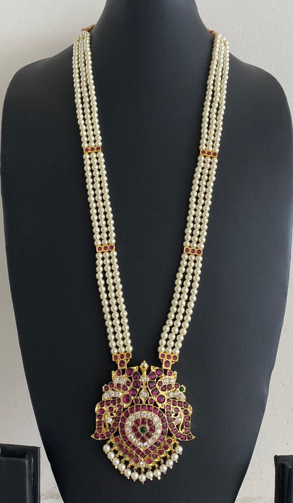 Gold tone precious kemp-green-white peacock pearl haar dj-54726