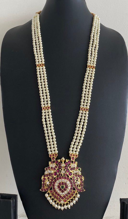 Gold tone precious kemp-green-white peacock pearl haar dj-54726