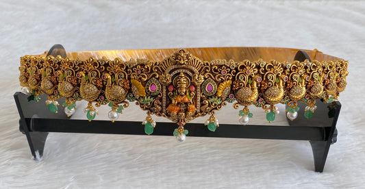 Matte finish meenakari lakshmi swan waist belt dj-53522