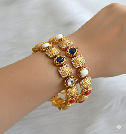 Matte finish navarathna Ram parivar bangles(2.4) dj-52201