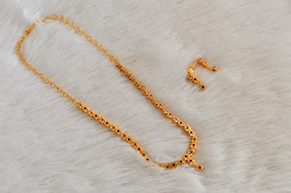 Gold tone AD red necklace set dj-53305