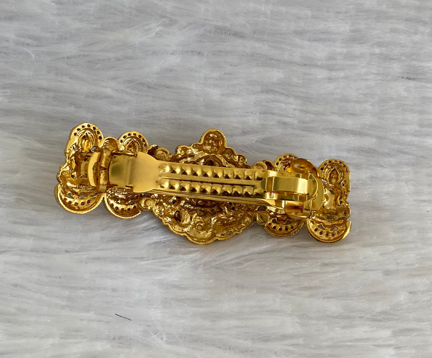 Antique gold tone kemp-green lakshmi  hair clip dj-53639