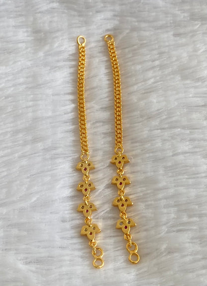 Gold tone AD pink-white stone ear side chain dj-54045