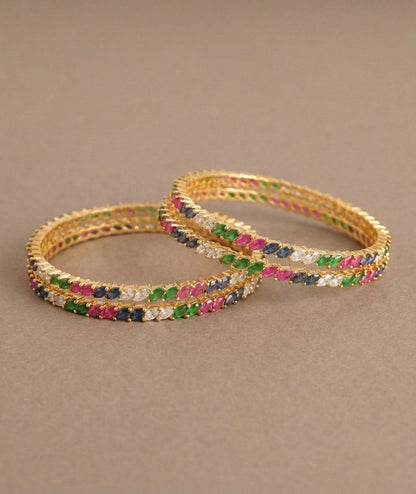 Gold tone set of 4 multi color bangles(2.6) dj07012