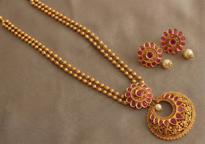 Matte Finish Ruby Bali Necklace Set-dj07728