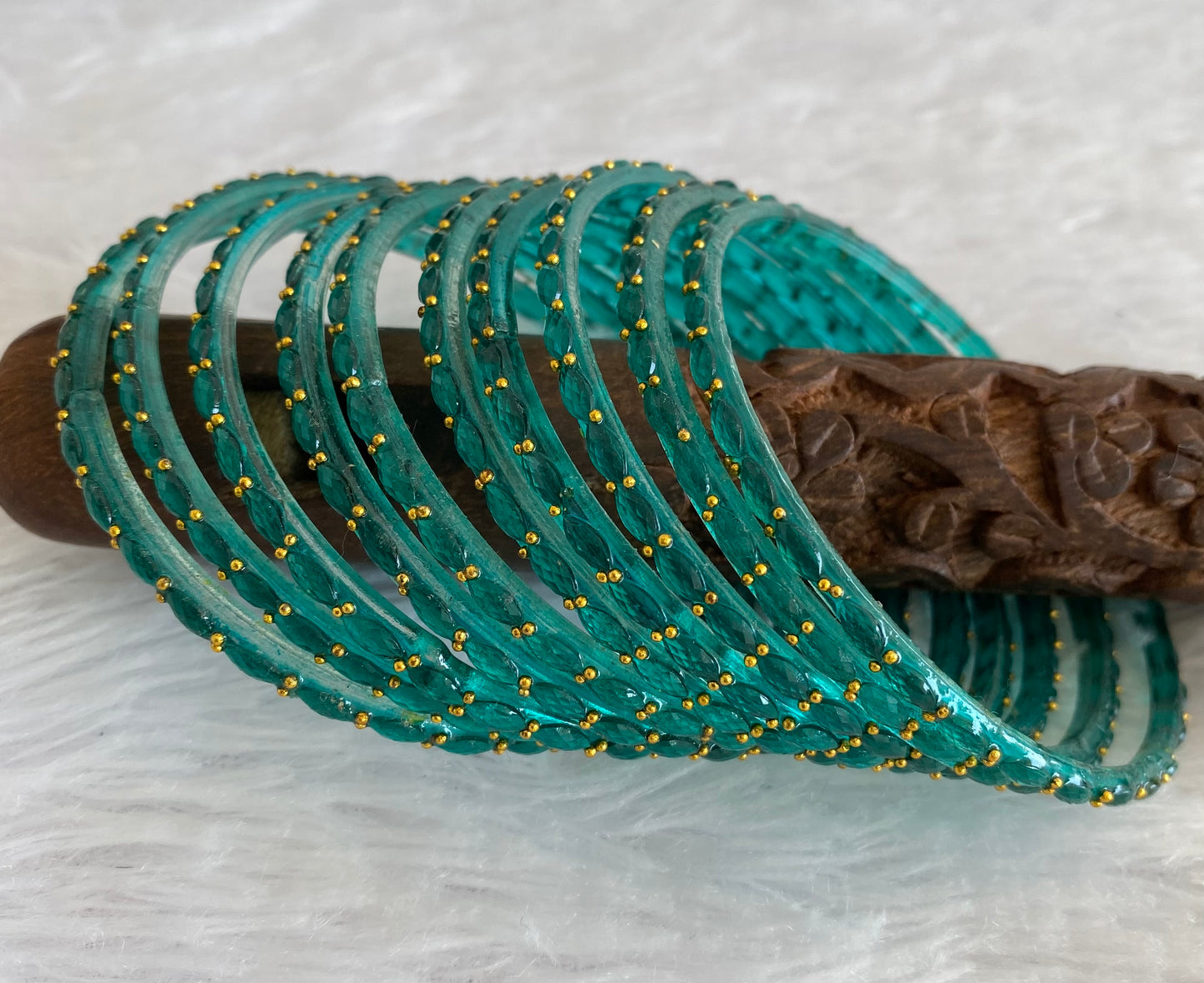 Set of 10 dark green glass bangles(2.10) dj-52848