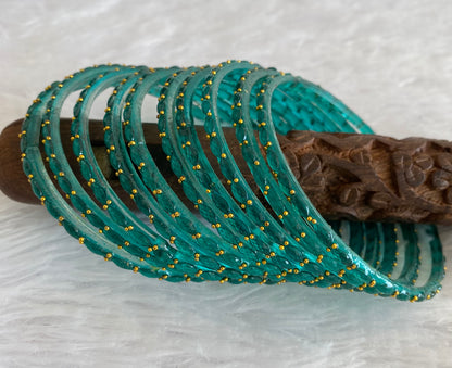 Set of 10 dark green glass bangles(2.10) dj-52848
