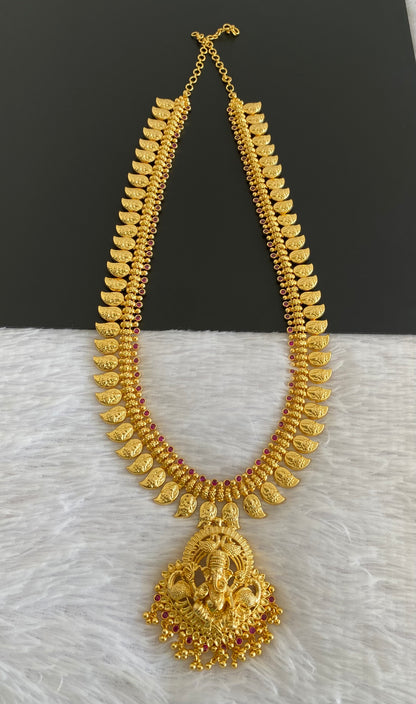 Gold tone pink stone lakshmi mango ganesha haar dj-53159