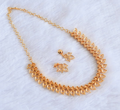 Gold tone pearl mango necklace set dj-53038