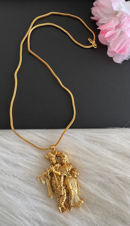 Matte finish 18 inches chain with Radhe-Krishna pendant dj-51230