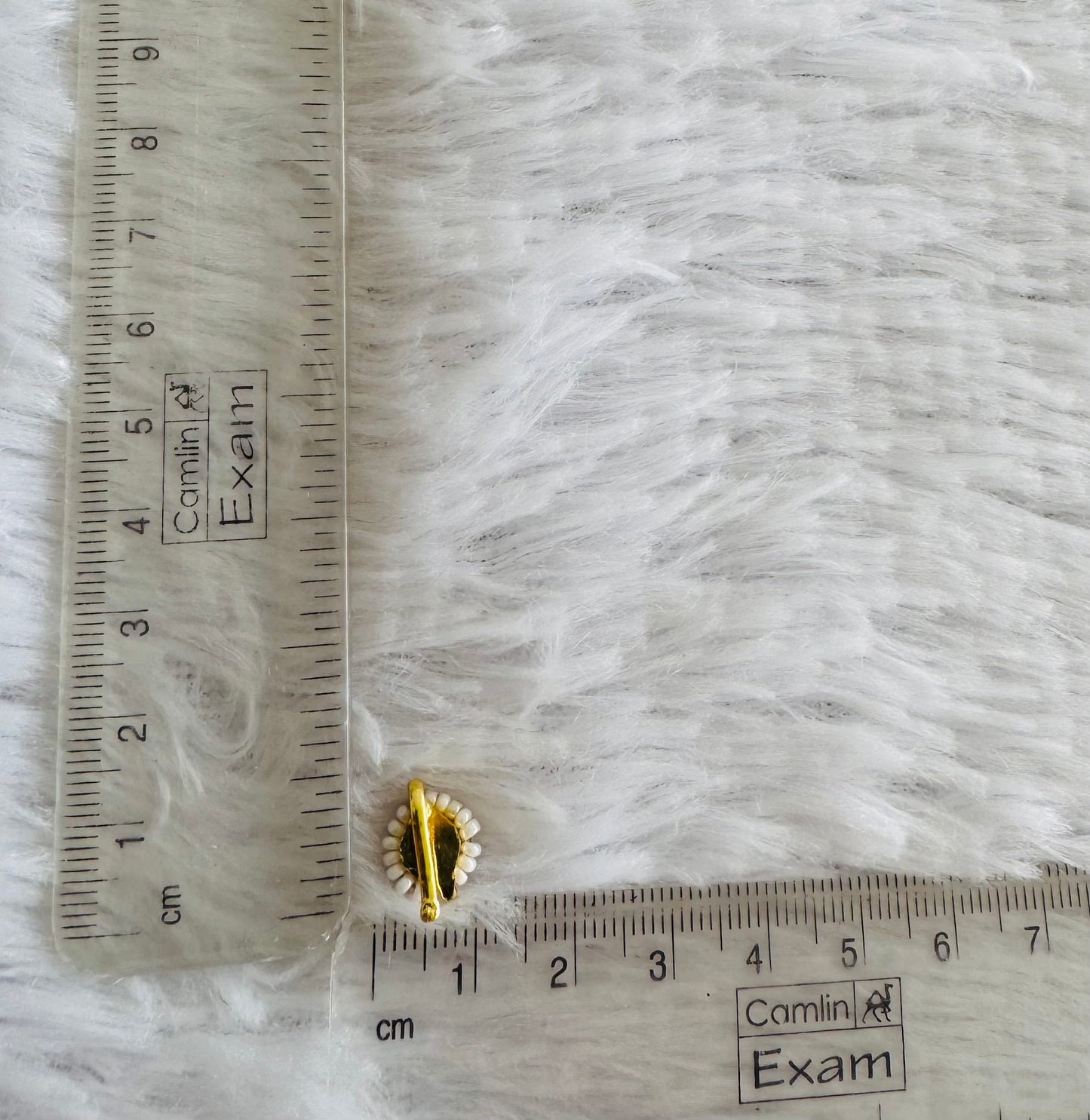 Gold tone white pearl round kundan jadau flower Nose Pin Dj-51426