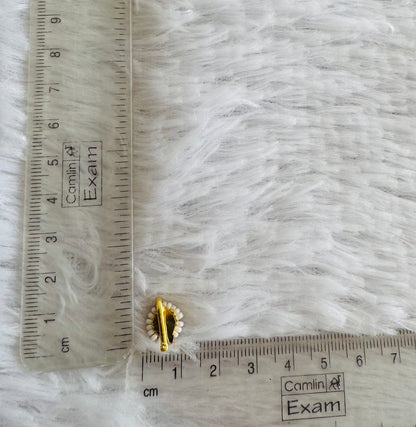 Gold tone white pearl round kundan jadau flower Nose Pin Dj-51426