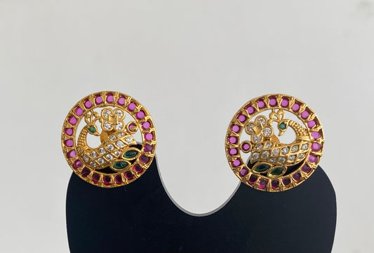 Matte finish kemp-green peacock stu/earrings Dj27904