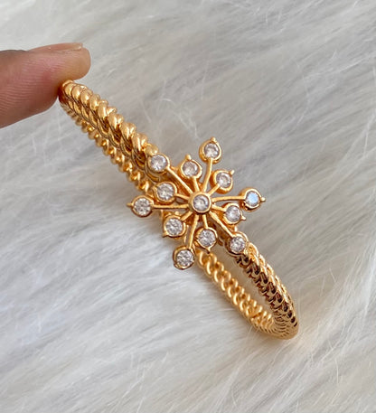 Gold tone AD white stone flower kada/bangle(2.8) Dj-53889
