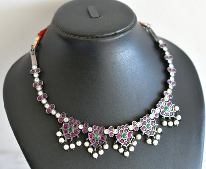 Black finish precious kemp-green pearl necklace dj-52509