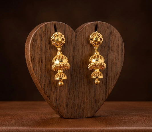 Gold tone flower screw back  step jhumkka-dj52884