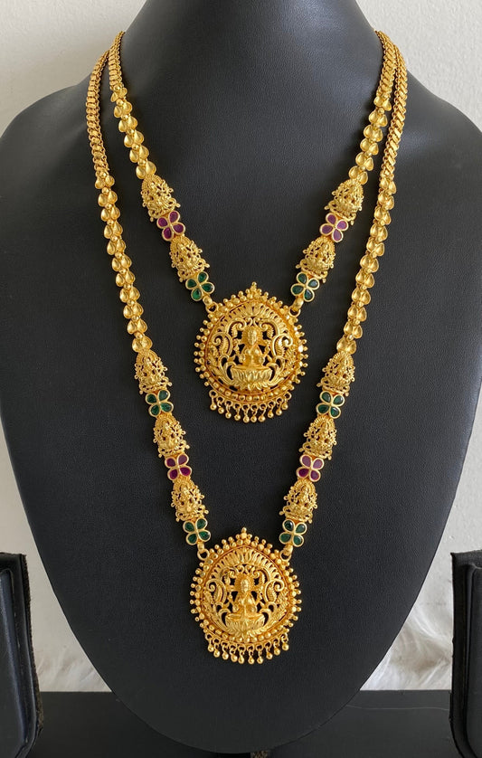 Gold tone kemp-green stone lakshmi combo set dj-54295