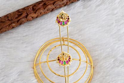 Gold tone kemp-green bun cage-hair accessory with stick Dj-52332