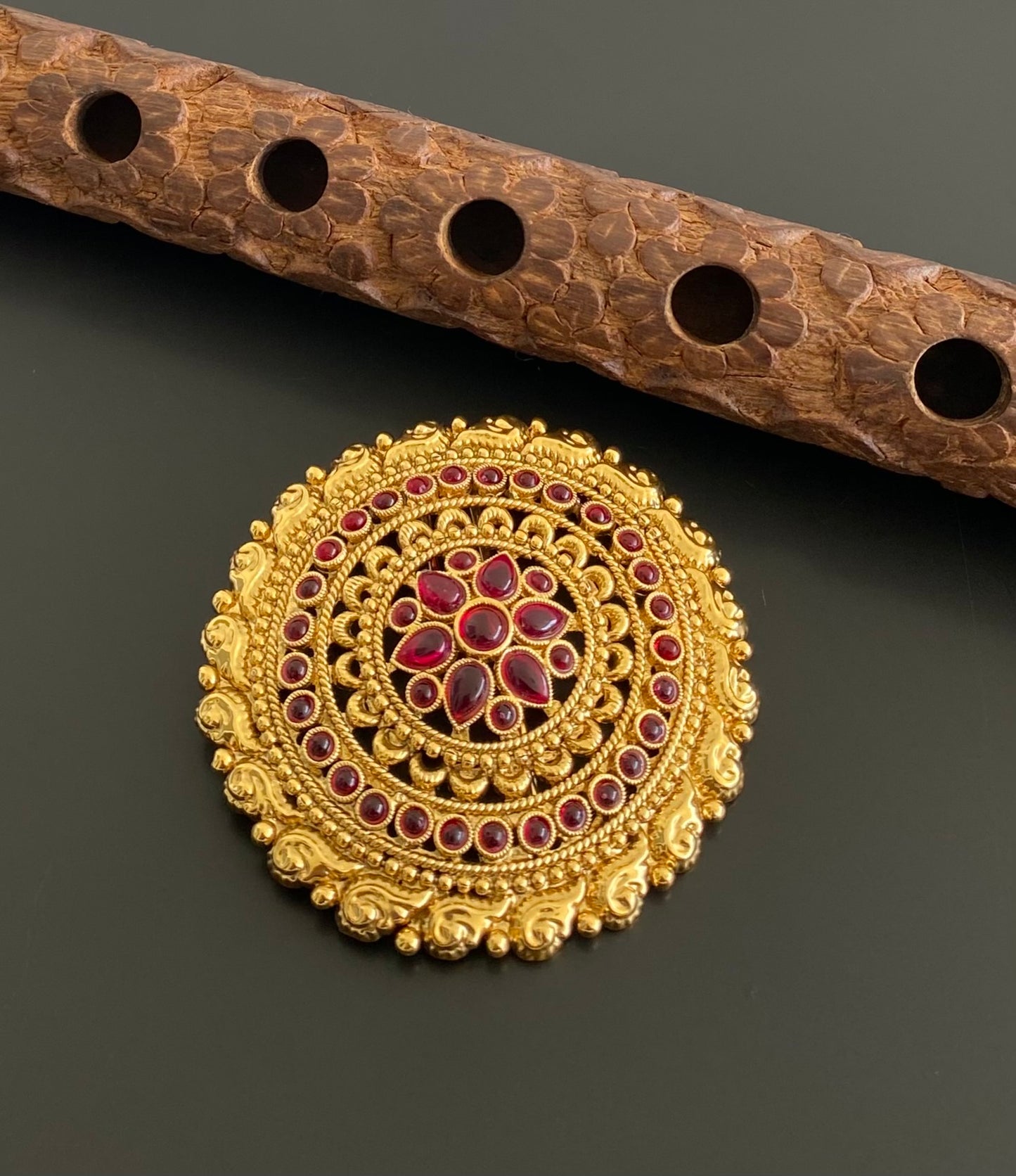 Antique gold tone kemp round hair jewel (rakodi) dj-53628