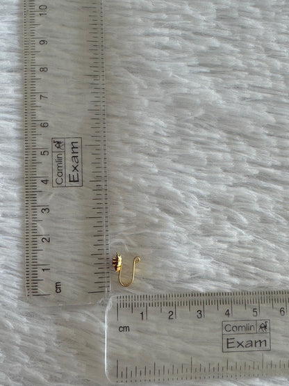 Gold tone pink flower nose pin Dj-52035