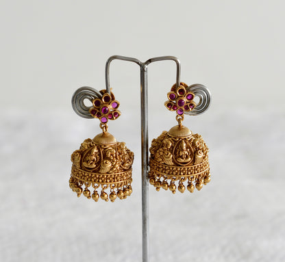 Antique gold tone kemp lakshmi peacock nakshi jhumkka dj-51872