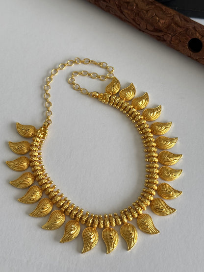 Matte gold tone kerala style mango necklace dj-51660