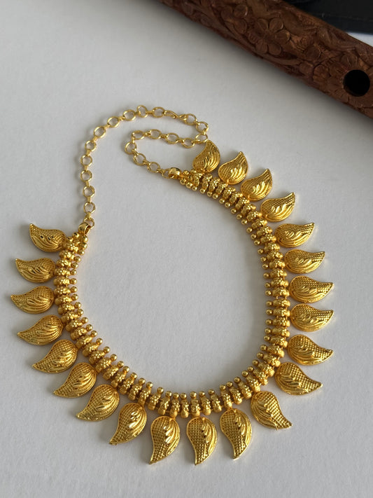 Matte gold tone kerala style mango necklace dj-51660