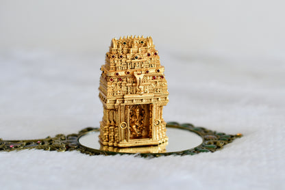 Antique gold tone Shri ganesh temple kumkum box dj-52329