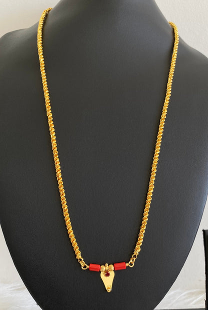 Gold tone 24 inches kerala style elakka thali coral mangalyam dj-54109