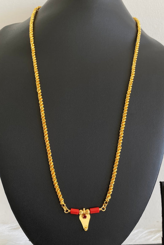Gold tone 24 inches kerala style elakka thali coral mangalyam dj-54109