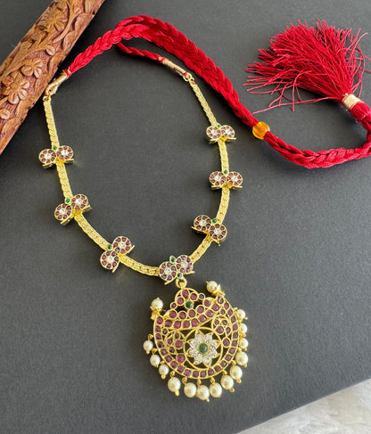 Gold tone precious kemp-green-white mango moon necklace dj-51453