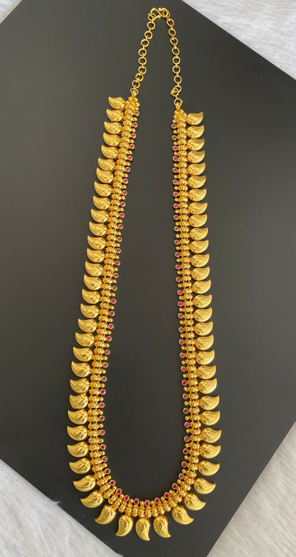 Gold tone pink stone mango leaf haar dj-53168