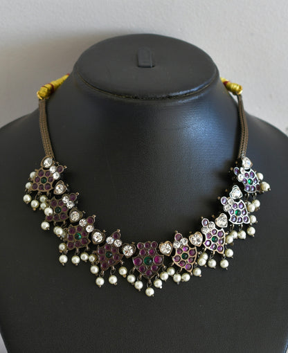 Black finish precious kemp-green pearl necklace dj-52508