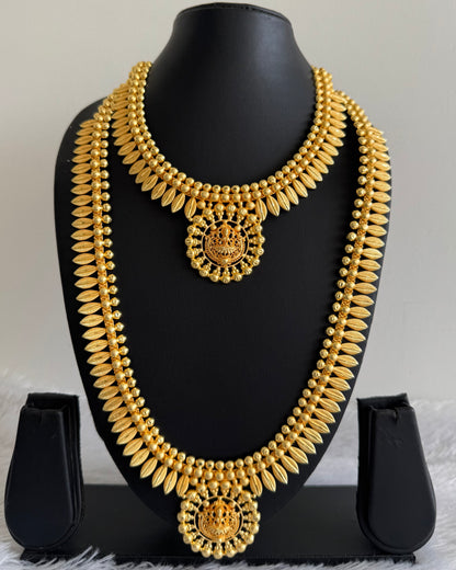 Matte Gold tone kerala style Lakshmi combo set dj-51648