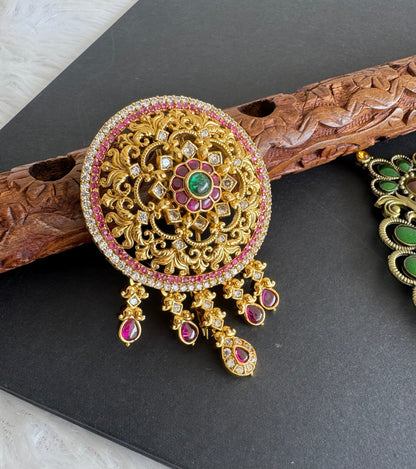 Matte finish kemp-green round hair jewel dj-52026