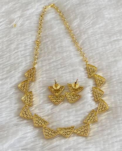 Two tone cz white stone necklace set dj-54348
