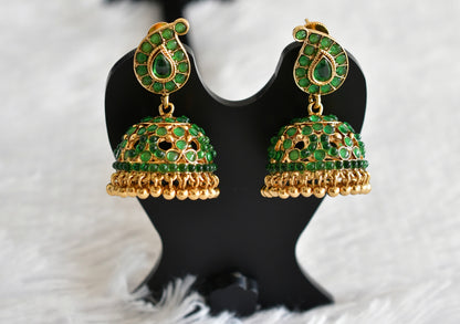 Antique gold tone green mango peacock jhumkka dj-51866