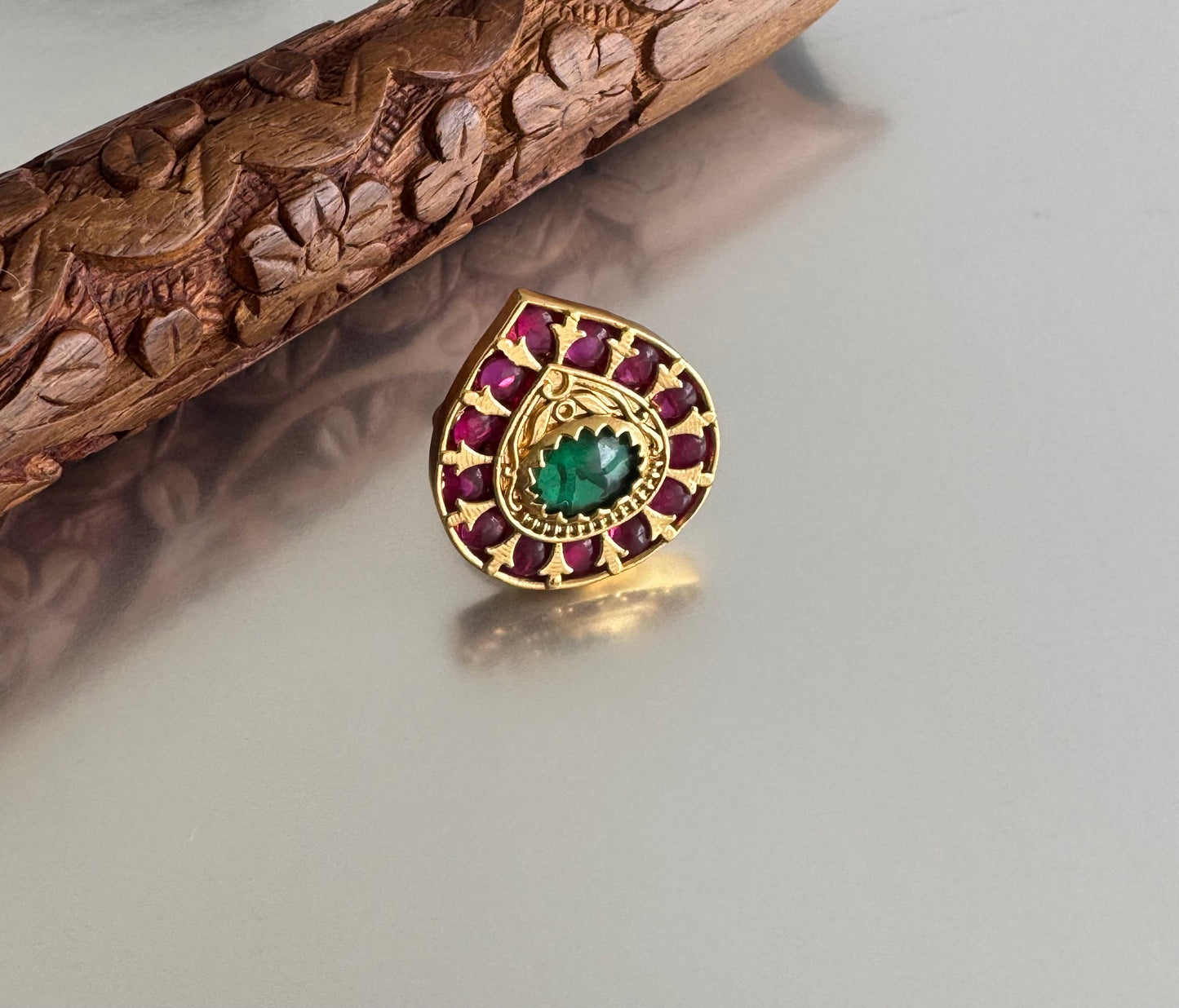 Matte finish kemp-green adjustable finger ring dj-51396